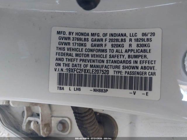 19XFC2F8XLE207520 Honda Civic Sport