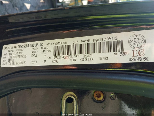Продажа на аукционе авто 2010 Dodge Ram 1500 Trx, vin: 1D7RV1GT7AS223906, номер лота: 45780638
