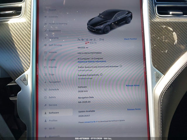 45780658 :رقم المزاد ، 5YJSA1H17EFP58662 vin ، 2014 Tesla Model S P85 مزاد بيع
