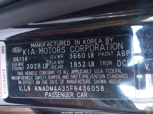 KIA RIO LX 2015 KNADM4A35F6436058 Image 9