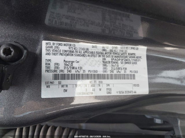 Продажа на аукционе авто 2013 Ford Focus Se, vin: 1FADP3F24DL116531, номер лота: 45780715