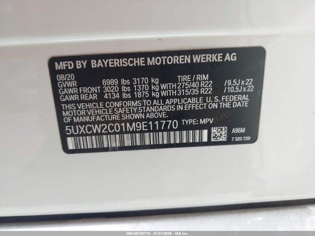 Aukcja sprzedaży 2021 Bmw X7 Xdrive40i, vin: 5UXCW2C01M9E11770, numer aukcji: 45780718