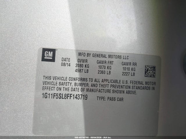 1G11F5SL8FF143719 Chevrolet Malibu 1lz