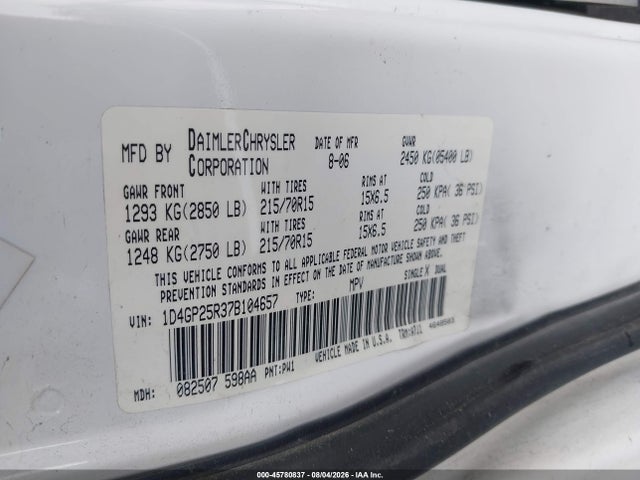 Aukcja sprzedaży 2007 Dodge Caravan Se, vin: 1D4GP25R37B104657, numer aukcji: 45780837