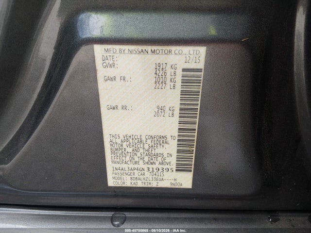 Nissan Altima 2.5 Sr 2016 1N4AL3AP4GN319395 Image 9