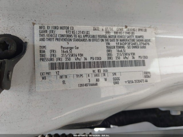 Ford FOCUS SE 2014 1FADP3F24EL376476 Image 9