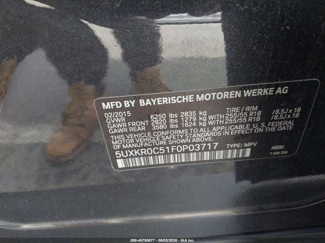 Aukcja sprzedaży 2015 Bmw X5 Xdrive35i, vin: 5UXKR0C51F0P03717, numer aukcji: 45780877