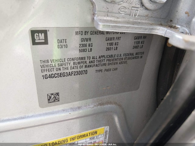 Продаж на аукціоні авто 2010 Buick Lacrosse Cxl, vin: 1G4GC5EG3AF230070, номер лоту: 45780883