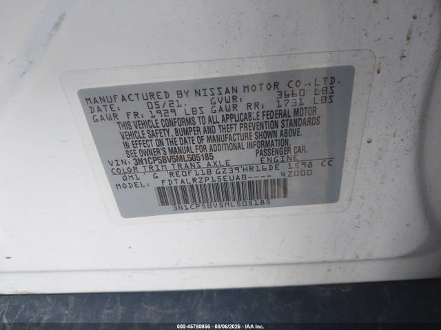 3N1CP5BV5ML505185 Nissan Kicks S Xtronic Cvt