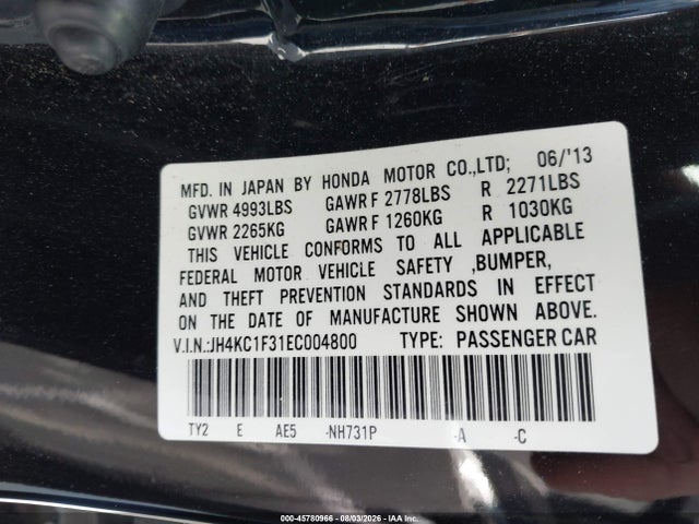 Aukcja sprzedaży 2014 Acura Rlx, vin: JH4KC1F31EC004800, numer aukcji: 45780966