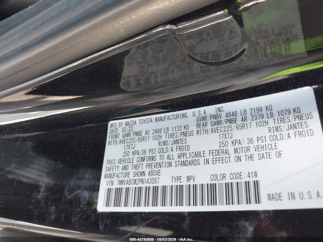 45780998 :رقم المزاد ، 7MMVABCM2PN143087 vin ، 2023 Mazda Cx-50 2.5 S Preferred Plus مزاد بيع