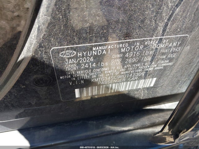 45781018 :رقم المزاد ، KMTG34SC9RU142309 vin ، 2024 Genesis G70 2.5t Awd مزاد بيع