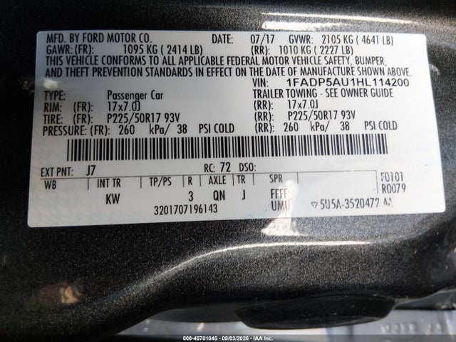 1FADP5AU1HL114200 Ford C-max Hybrid Se