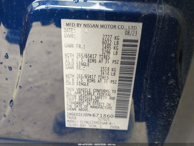 Продаж на аукціоні авто 2023 Nissan Frontier Sv 4x2, vin: 1N6ED1EJ0PN671860, номер лоту: 45781053