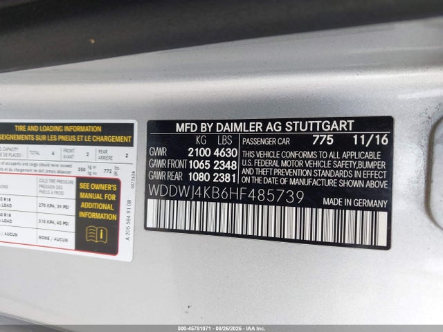 Продаж на аукціоні авто 2017 Mercedes-benz C 300 4matic, vin: WDDWJ4KB6HF485739, номер лоту: 45781071