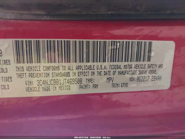 Продаж на аукціоні авто 2018 Jeep Compass Sun And Wheel Fwd, vin: 3C4NJCBB1JT469508, номер лоту: 45781246