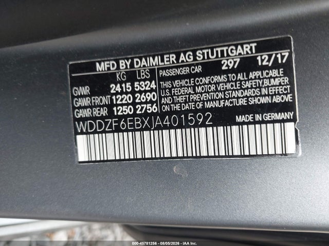 Продаж на аукціоні авто 2018 Mercedes-benz Amg E 43 4matic, vin: WDDZF6EBXJA401592, номер лоту: 45781256