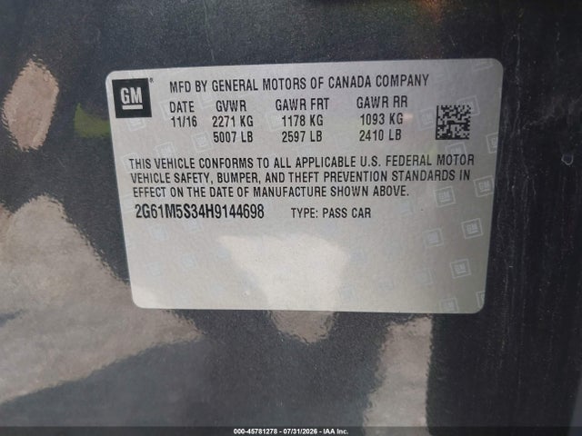2G61M5S34H9144698 Cadillac XTS LUXURY