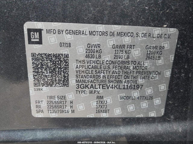 Продаж на аукціоні авто 2019 Gmc Terrain Sle, vin: 3GKALTEV4KL116197, номер лоту: 45781310