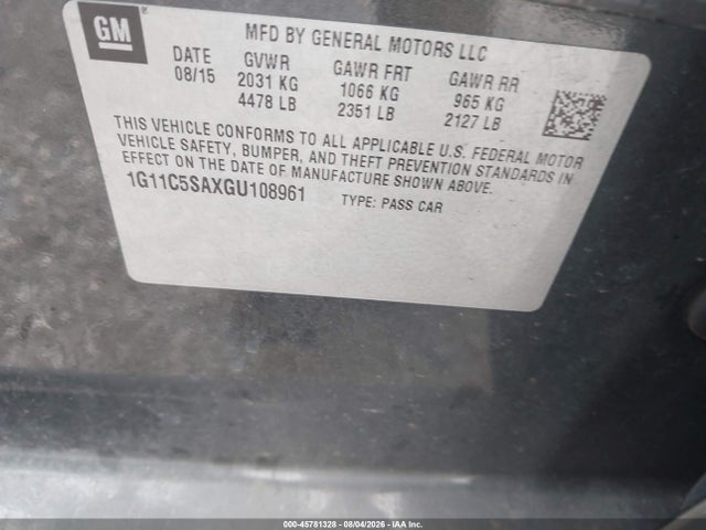 1G11C5SAXGU108961 Chevrolet Malibu Limited Lt