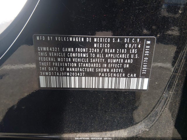 3VWD17AJ9FM203437 Volkswagen Jetta 1.8t Sport