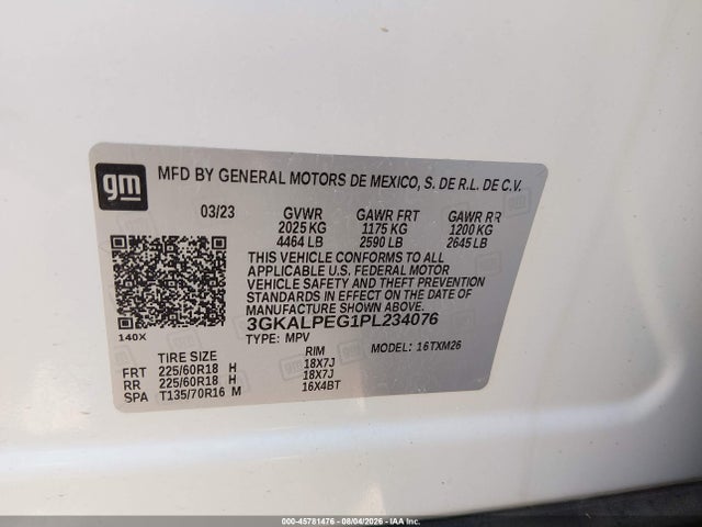 Aukcja sprzedaży 2023 Gmc Terrain Fwd Slt, vin: 3GKALPEG1PL234076, numer aukcji: 45781476