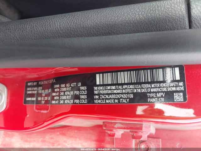 45781478 :رقم المزاد ، ZACNJABB2KPK60109 vin ، 2019 Jeep Renegade Altitude Fwd مزاد بيع
