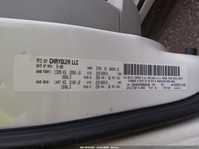 2008 Chrysler Town & Country Touring მანქანა იყიდება აუქციონზე, vin: 2A8HR54P08R800286, აუქციონის ნომერი: 45781507