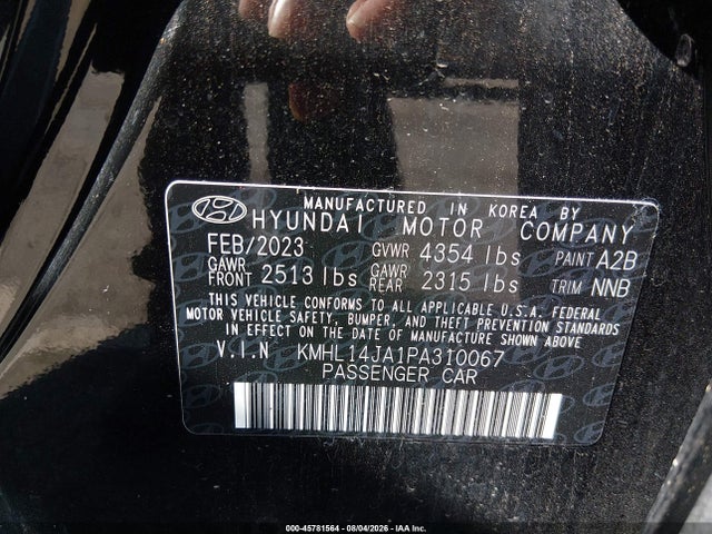 Продаж на аукціоні авто 2023 Hyundai Sonata Sel, vin: KMHL14JA1PA310067, номер лоту: 45781564