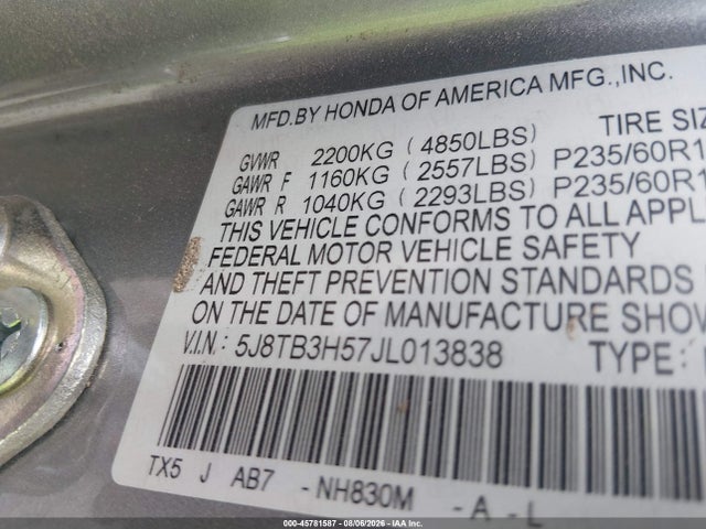 5J8TB3H57JL013838 Acura RDX