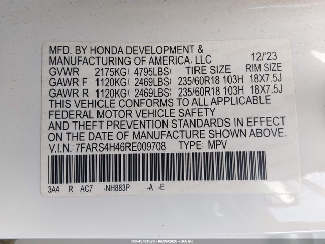 Honda Cr-v Ex Awd 2024 7FARS4H46RE009708 Image 9