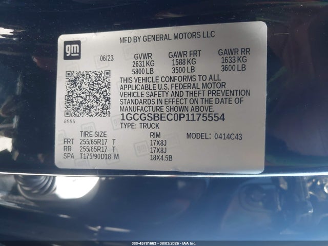 1GCGSBEC0P1175554 Chevrolet Colorado 2wd Short Box Wt