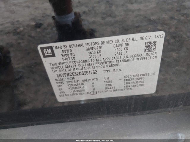 Продаж на аукціоні авто 2013 Cadillac Srx Luxury Collection, vin: 3GYFNCE32DS561762, номер лоту: 45781730