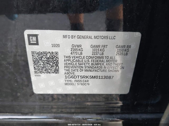 Продажа на аукционе авто 2021 Cadillac Ct5 Premium Luxury, vin: 1G6DT5RK5M0113087, номер лота: 45781731
