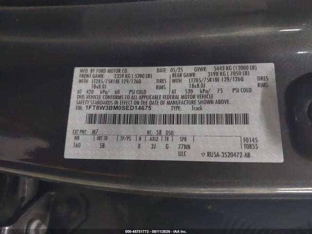 Продажа на аукционе авто 2025 Ford F-350 Lariat, vin: 1FT8W3BM0SED14675, номер лота: 45781772