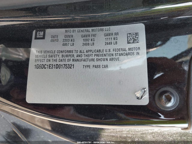 45781791 :رقم المزاد ، 1G6DC1E31D0175321 vin ، 2013 Cadillac Cts Standard مزاد بيع