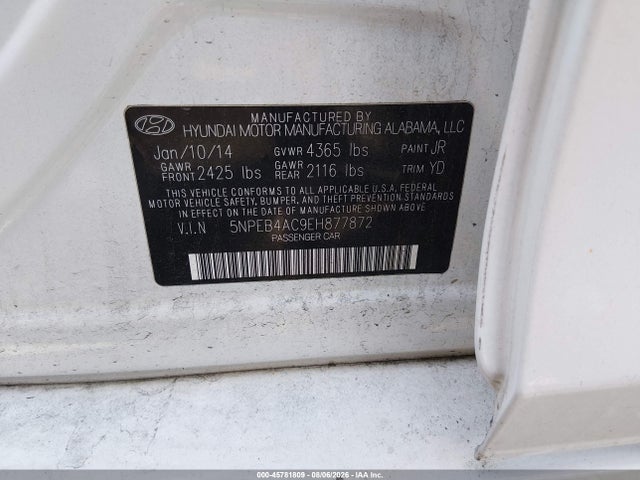 Hyundai SONATA GLS 2014 5NPEB4AC9EH877872 Image 9