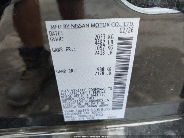 Nissan Altima Sv Awd 2026 1N4BL4DW1TN316820 Image 9