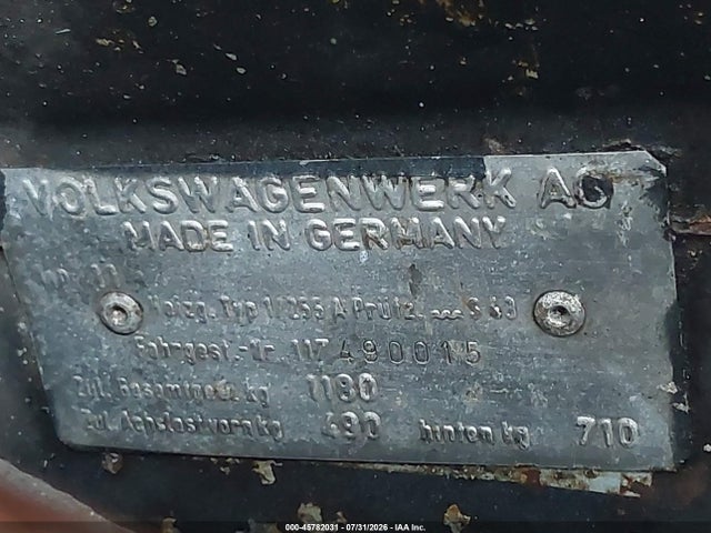 Aukcja sprzedaży 1967 Volkswagen Beetle, vin: 117490015, numer aukcji: 45782031
