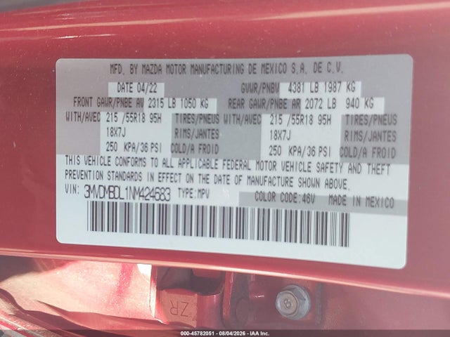 Продаж на аукціоні авто 2022 Mazda Cx-30 Premium, vin: 3MVDMBDL1NM424683, номер лоту: 45782051