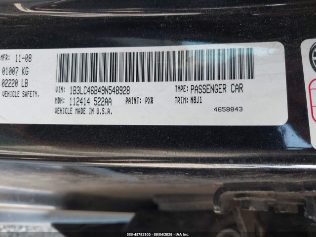 45782100 :رقم المزاد ، 1B3LC46B49N548928 vin ، 2009 Dodge Avenger Se/sxt مزاد بيع