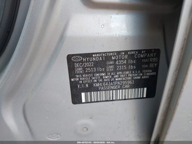 Продажа на аукционе авто 2023 Hyundai Sonata Sel, vin: KMHL64JA1PA295961, номер лота: 45782103