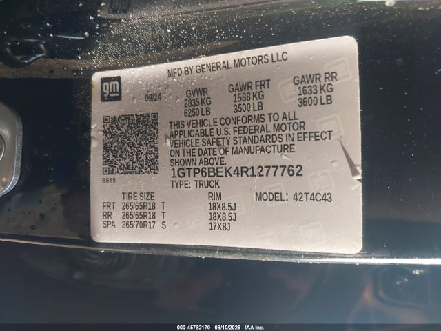 Продаж на аукціоні авто 2024 Gmc Canyon 4wd Elevation, vin: 1GTP6BEK4R1277762, номер лоту: 45782170