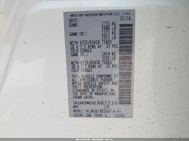Nissan Pathfinder S 2016 5N1AR2MN2GC667216 Image 9
