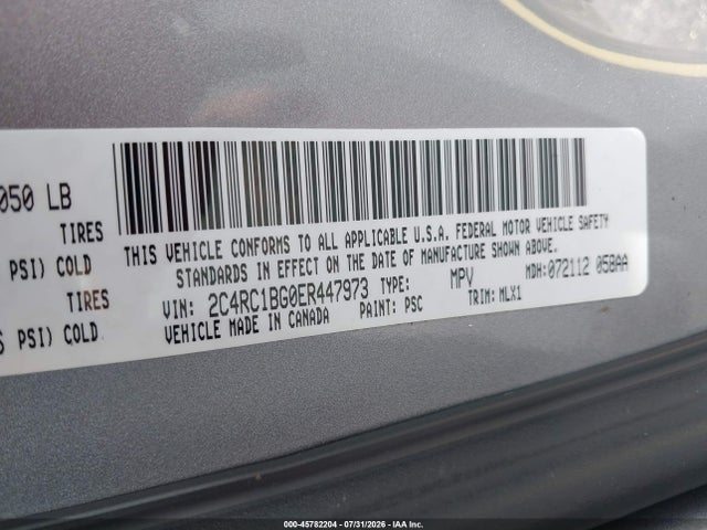 Продаж на аукціоні авто 2014 Chrysler Town & Country Touring, vin: 2C4RC1BG0ER447973, номер лоту: 45782204