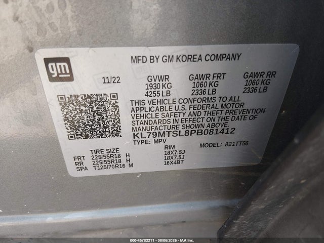 45782211 :رقم المزاد ، KL79MTSL8PB081412 vin ، 2023 Chevrolet Trailblazer Fwd Rs مزاد بيع