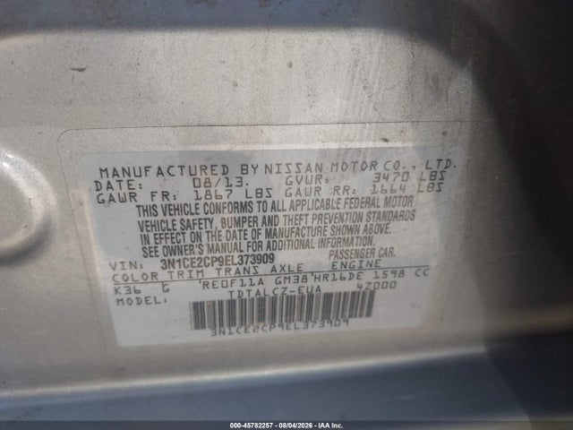 Nissan Versa Note S Plus 2014 3N1CE2CP9EL373909 Image 9