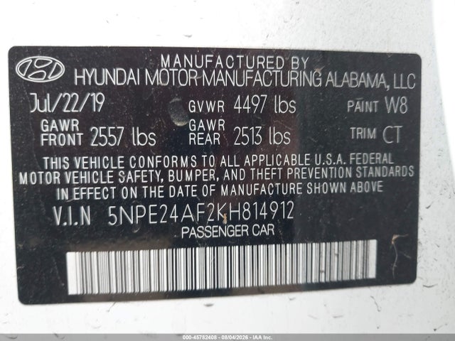 Hyundai SONATA SE 2019 5NPE24AF2KH814912 Image 9