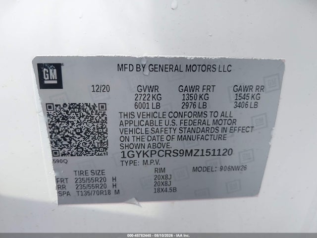 2021 Cadillac Xt6 Fwd Premium Luxury მანქანა იყიდება აუქციონზე, vin: 1GYKPCRS9MZ151120, აუქციონის ნომერი: 45782445