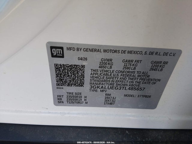 3GKALUEG3TL485657 GMC Terrain Awd Elevation